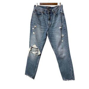 Abercrombie & Fitch High Rise Distressed Straight Leg Mom Jean Size 29 8R